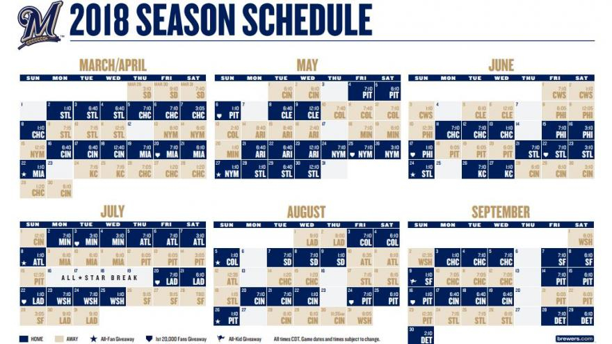Brewers Release 2018 Schedule With Times