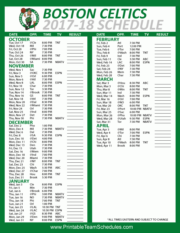 Celtics Espn Schedule