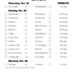 Central Time Week 7 NFL Schedule 2020 Printable