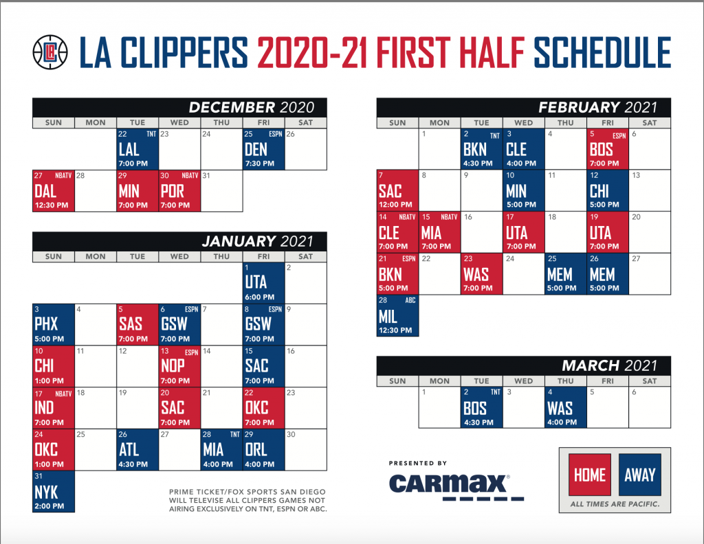 Clippers 2021 Schedule Details 213hoops