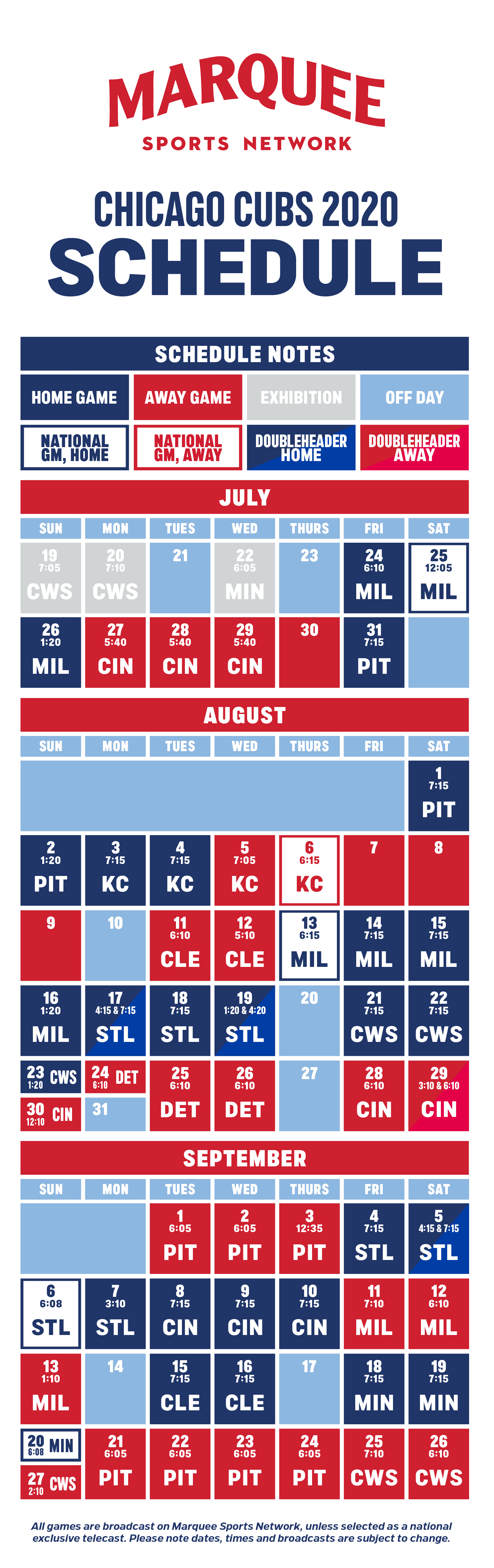 Cubs Schedule Marquee Sports Network Television Home 