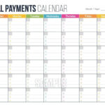 Free Monthly Bills 2021 Calendar Template Printable