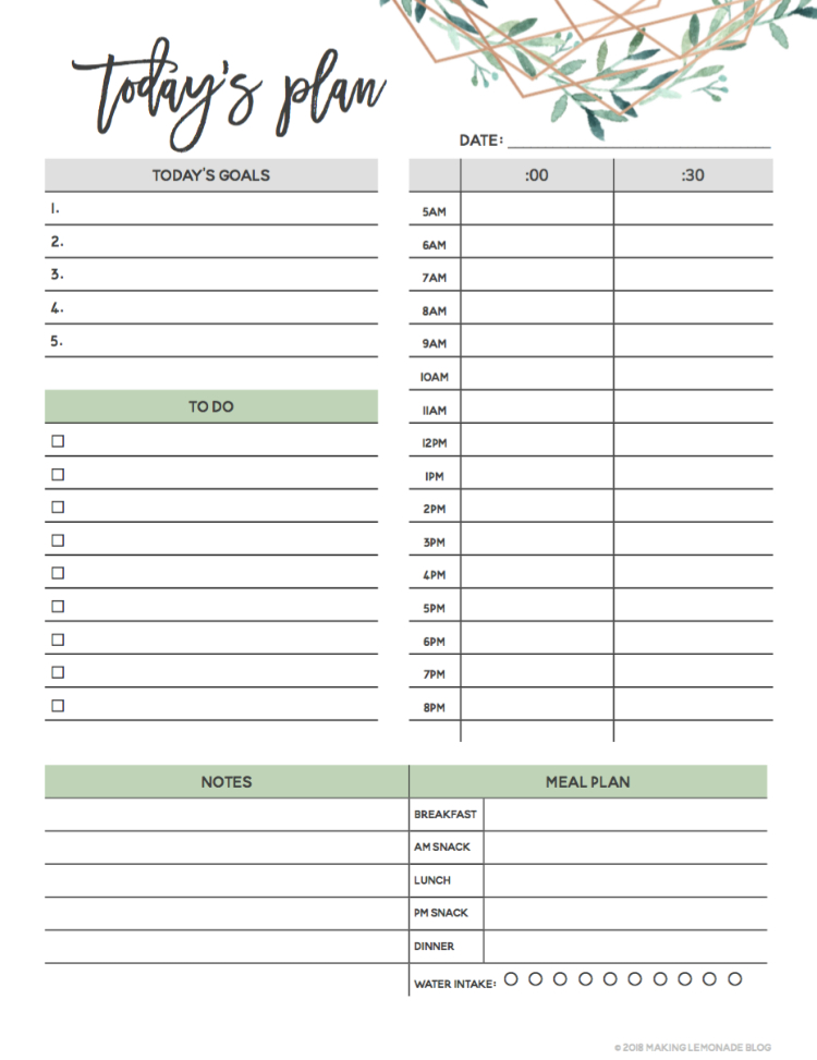 Free Printable Daily Planners Template Business PSD