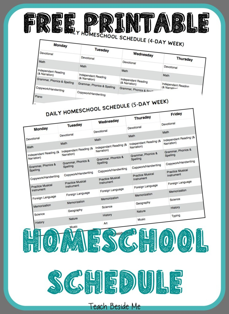 FREE Printable Homeschool Schedule