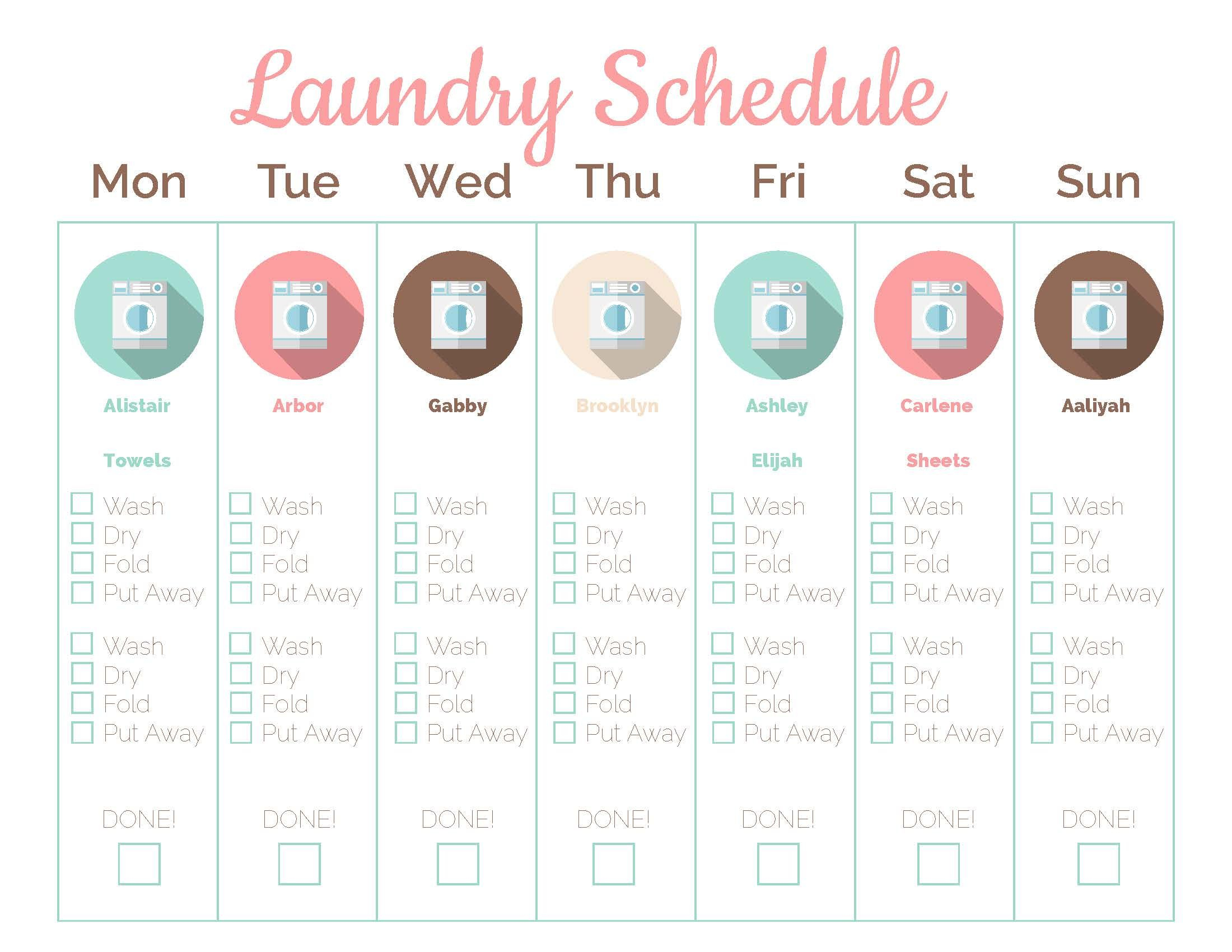 Free Printable Laundry Schedule Fillable To Let You List 