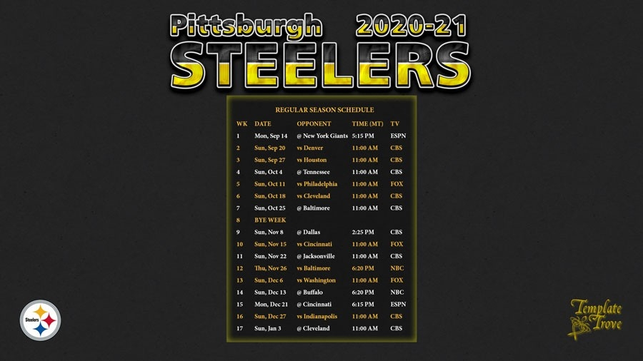 Printable Steelers Schedule 2021 Printable