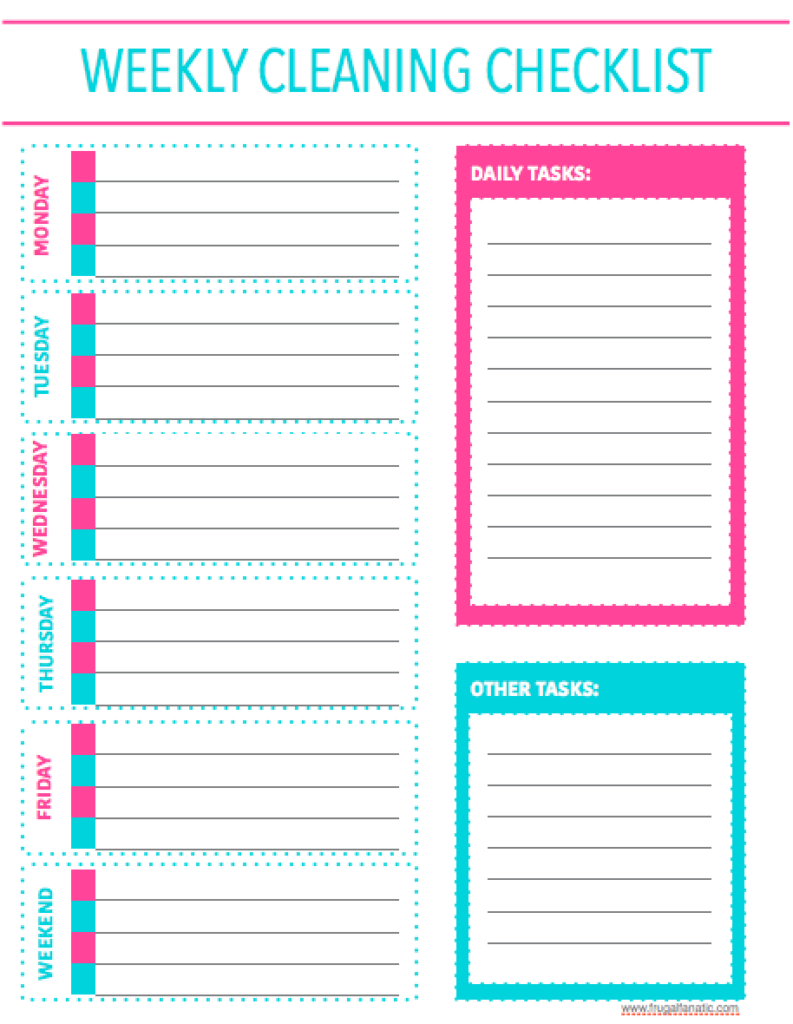 Free Printable Weekly Cleaning Checklist Weekly Cleaning