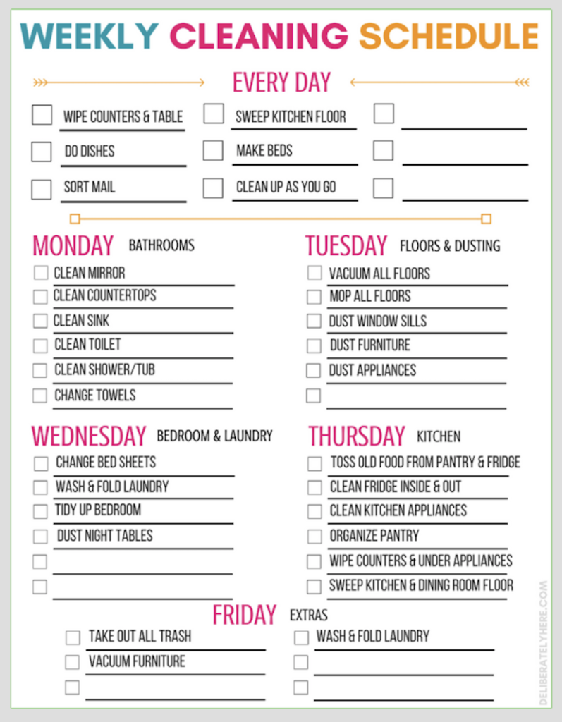 Free Printable Weekly Cleaning Schedule Money Saving Mom