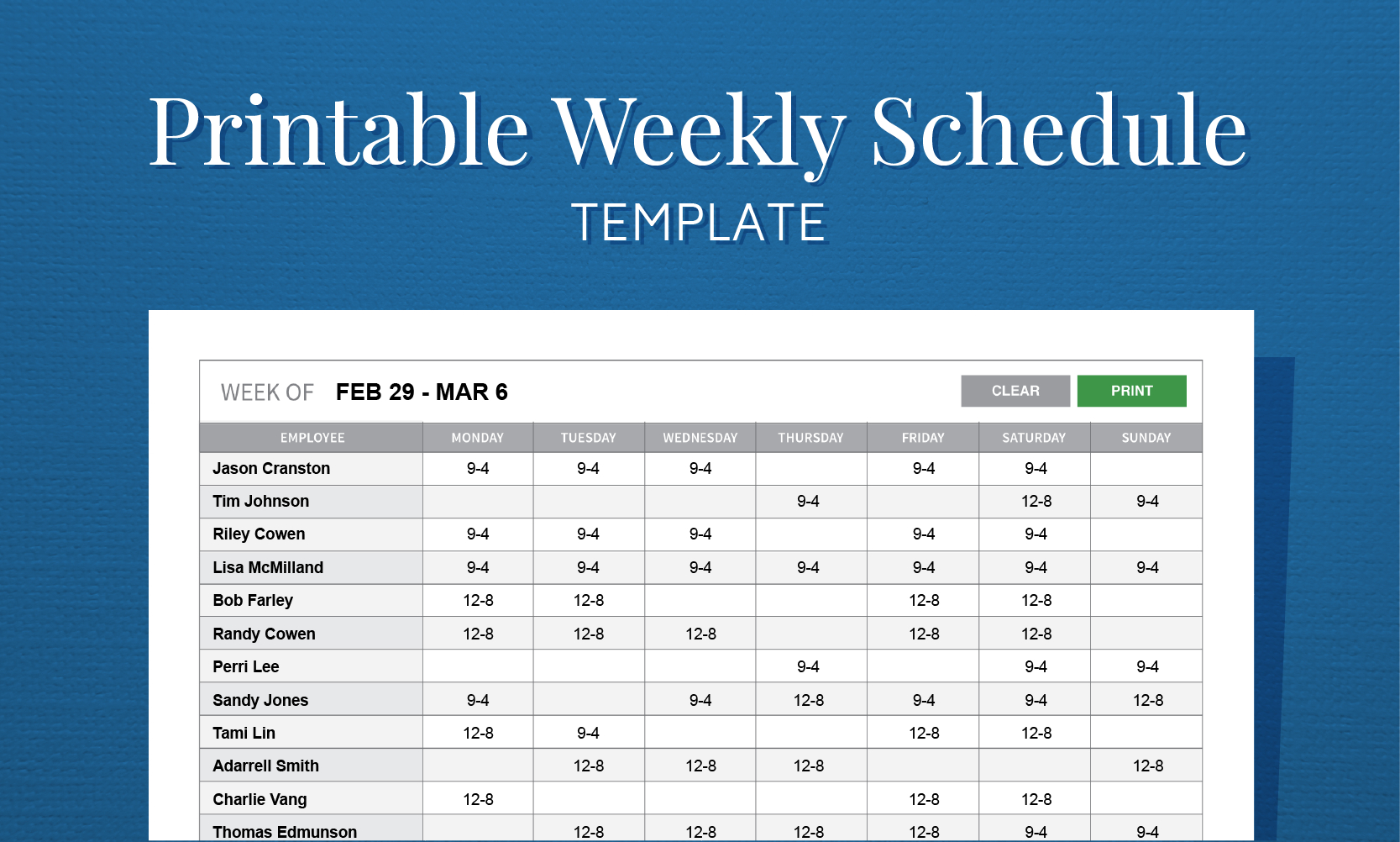 Free Weekly Schedule Templates For Word 18 Templates 