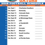 Gator Football Schedule 2018 Florida Gators Football