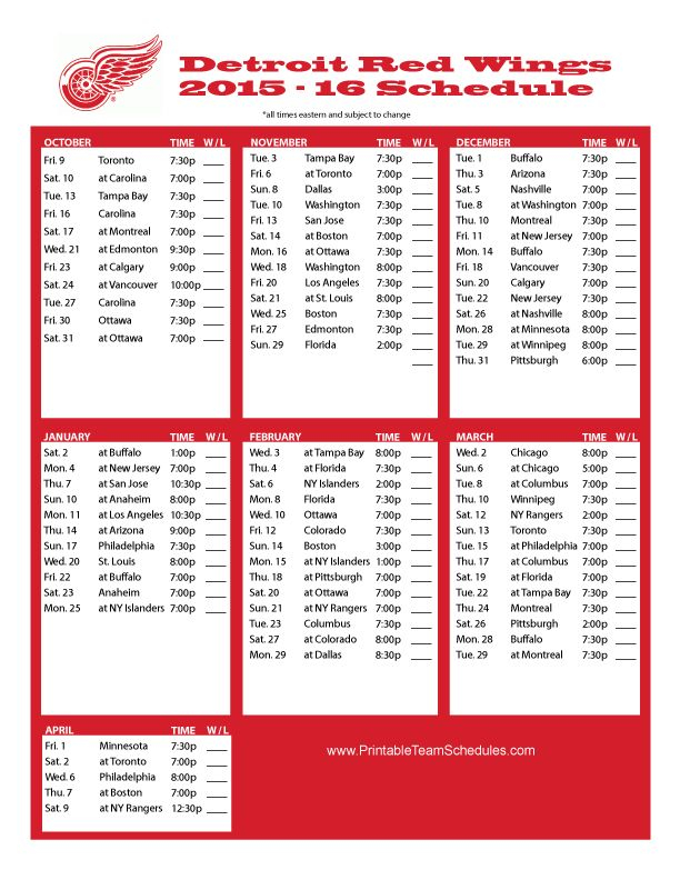 Gratifying Detroit Red Wings Printable Schedule Rodney
