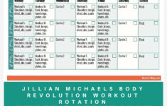 Jillian Michaels Workout Rotation Printable Checklist