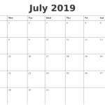 July 2019 Blank Schedule Template