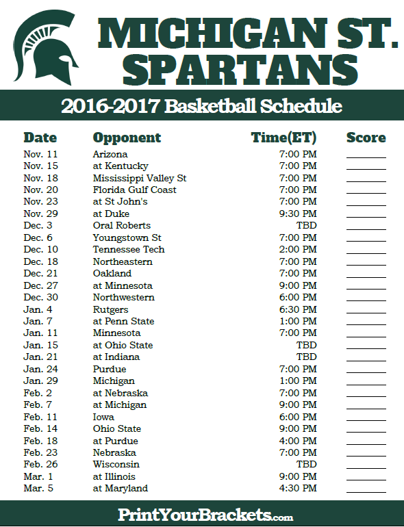 Michigan State Spartans 2016 2017 College Basketball 