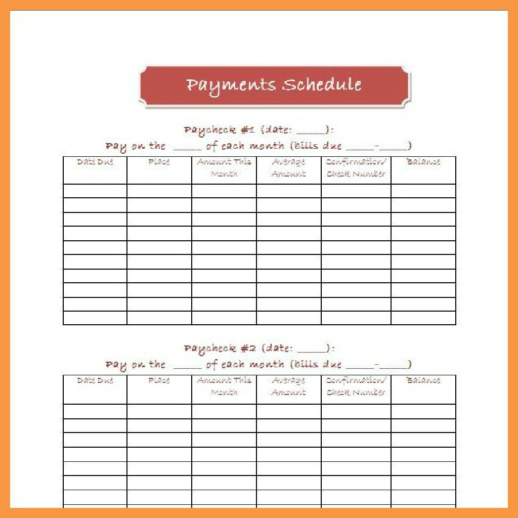 Monthly Bill Payment Schedule Template Budget Planner 
