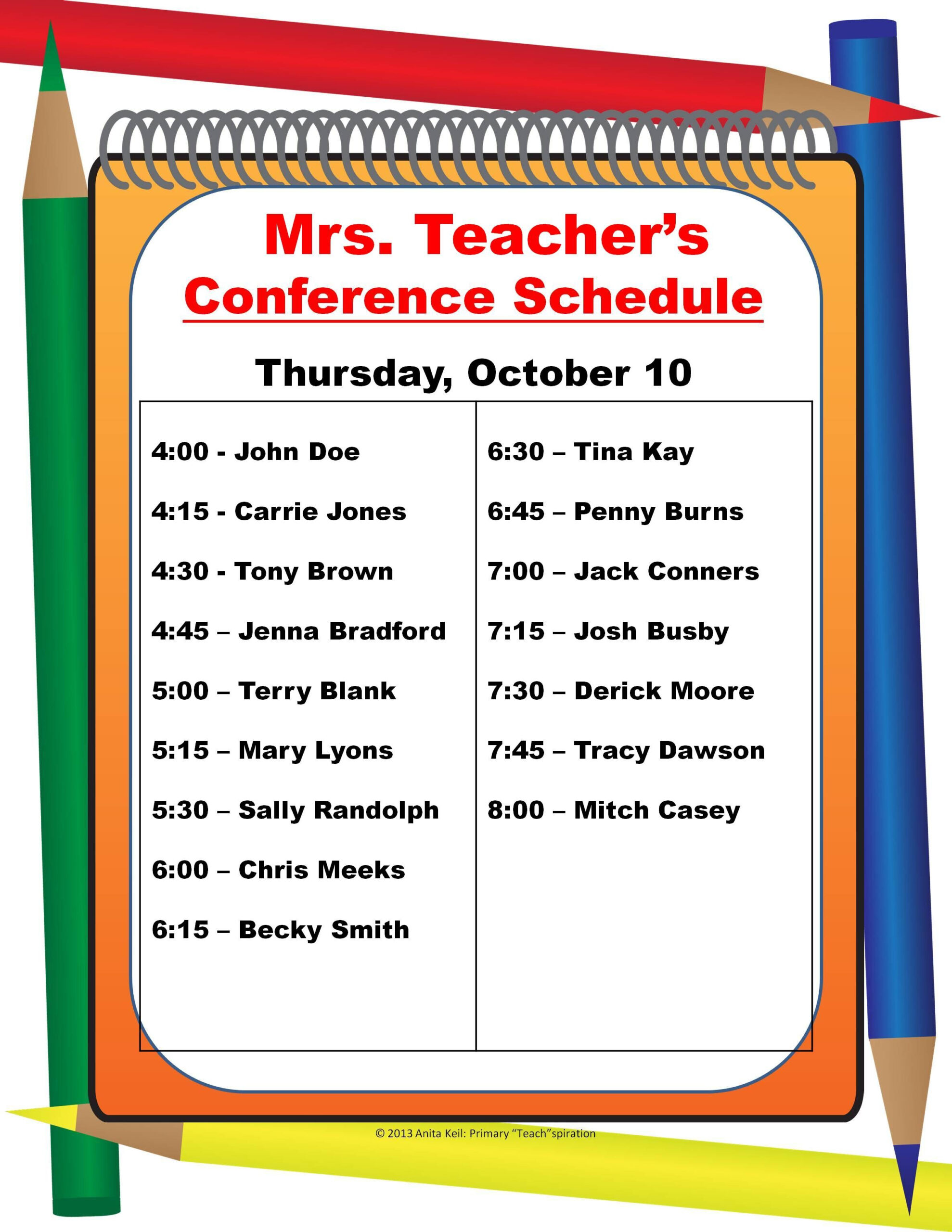 Parent Teacher Conference Schedule Poster 