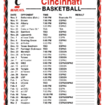 Printable 2016 2017 Cincinnati Bearcats Basketball Schedule