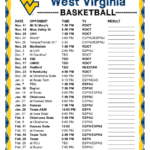 Printable 2016 2017 West Virginia Mountaineers Basketball