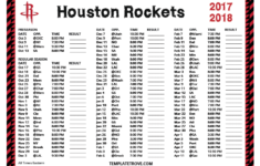 Printable 2017 2018 Houston Rockets Schedule