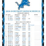 Printable 2018 2019 Detroit Lions Schedule