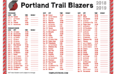 Printable 2018 2019 Portland Trail Blazers Schedule