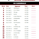 Printable 2018 Arizona Cardinals Football Schedule
