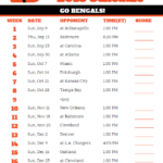 Printable 2018 Cincinnati Bengals Football Schedule