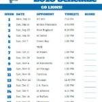 Printable 2018 Detroit Lions Football Schedule