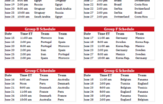 Printable 2018 World Cup Group Schedule