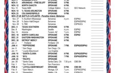 Printable 2019 2020 Gonzaga Bulldogs Basketball Schedule