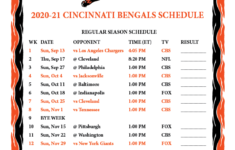 Printable 2020 2021 Cincinnati Bengals Schedule
