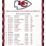Printable 2020 2021 Kansas City Chiefs Schedule