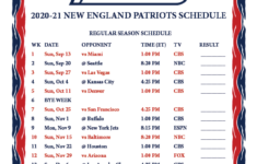 Printable 2020 2021 New England Patriots Schedule