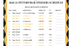 Printable 2020 2021 Pittsburgh Steelers Schedule