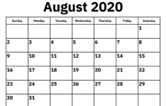 Printable August 2020 Calendar In 2020 Calendar Template