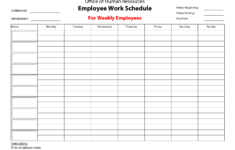 Printable Employee Work Schedule Template Monthly