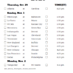 Printable NFL Week 8 Schedule Pick Em Pool 2020