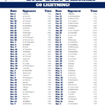 Printable Tampa Bay Lightning Hockey Schedule 2019 2020