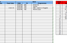TV Schedule ExcelTemplate