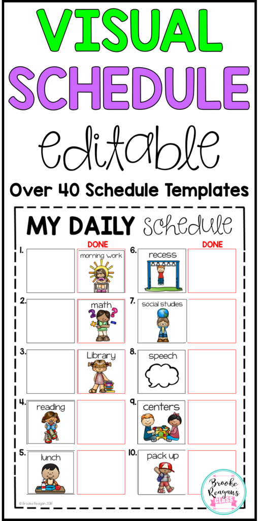 Visual Classroom Schedules Editable Classroom Schedule