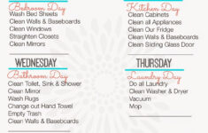 Weekly Cleaning Schedule Free Printable Free Printable