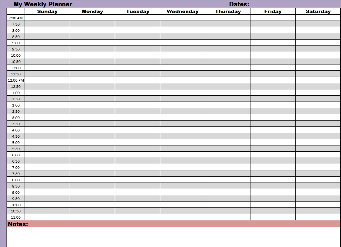 Weekly Planner With Time Slots Printable Free Calendar 