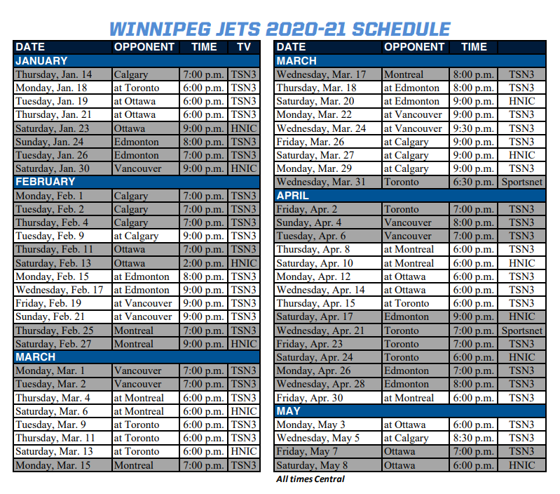 Winnipeg Jets Broadcast Schedule Illegal Curve Hockey