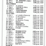 1985 86 NOTRE DAME NCAA Basketball Schedule Card TIM