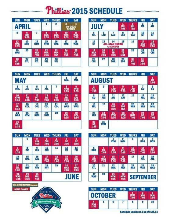 2015 Schedule Phillies Schedule Red Sox Phillies