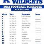 2018 Printable Kentucky Wildcats Football Schedule