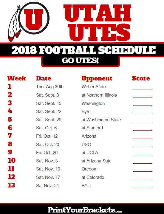 University Of Utah Football Schedule 2021 Printable PrintableSchedule