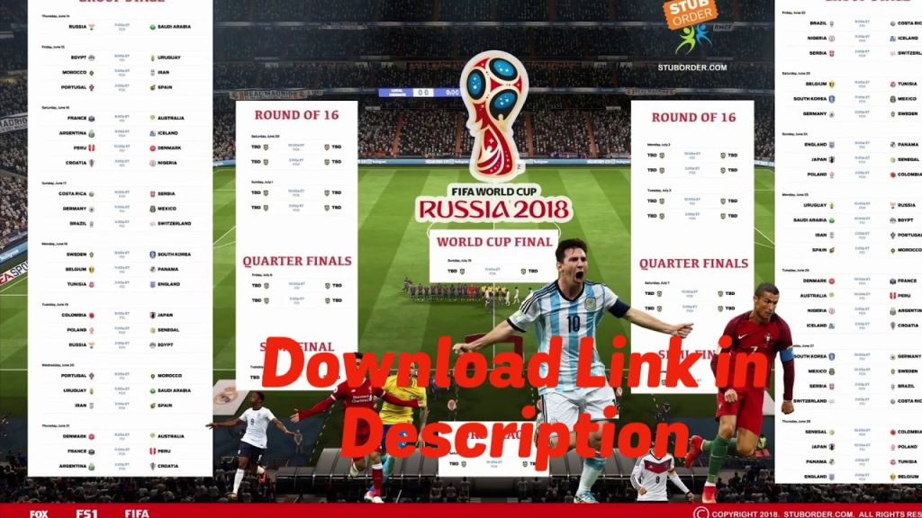 2018 World Cup Printable Schedule And Wall Chart Eastern