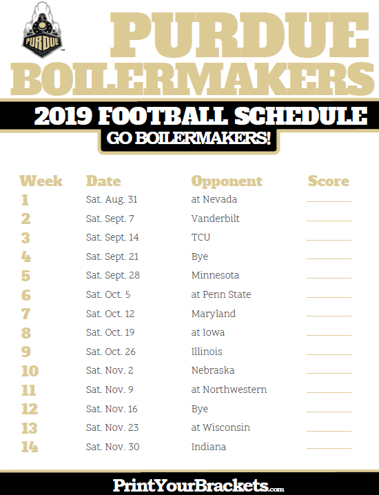 2019 Purdue Boilermakers Football Schedule Purdue