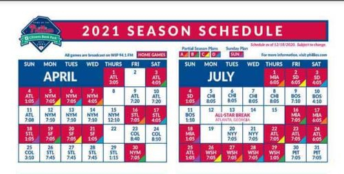 2021 Philadelphia Phillies Team Schedule Tickets 